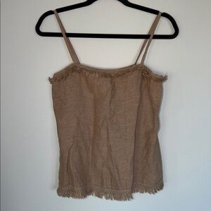 Francesca Bettini Linen Fringe Boho Coastal Lightweight Tank Top
